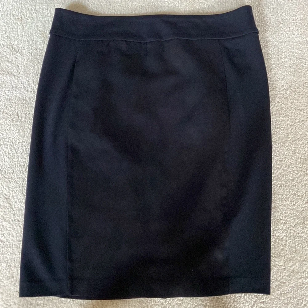 Black Faux Suede Paneled Liz Claiborne Career Pencil Skirt